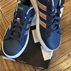 Adidas Girls Navy and Pink Sneakers